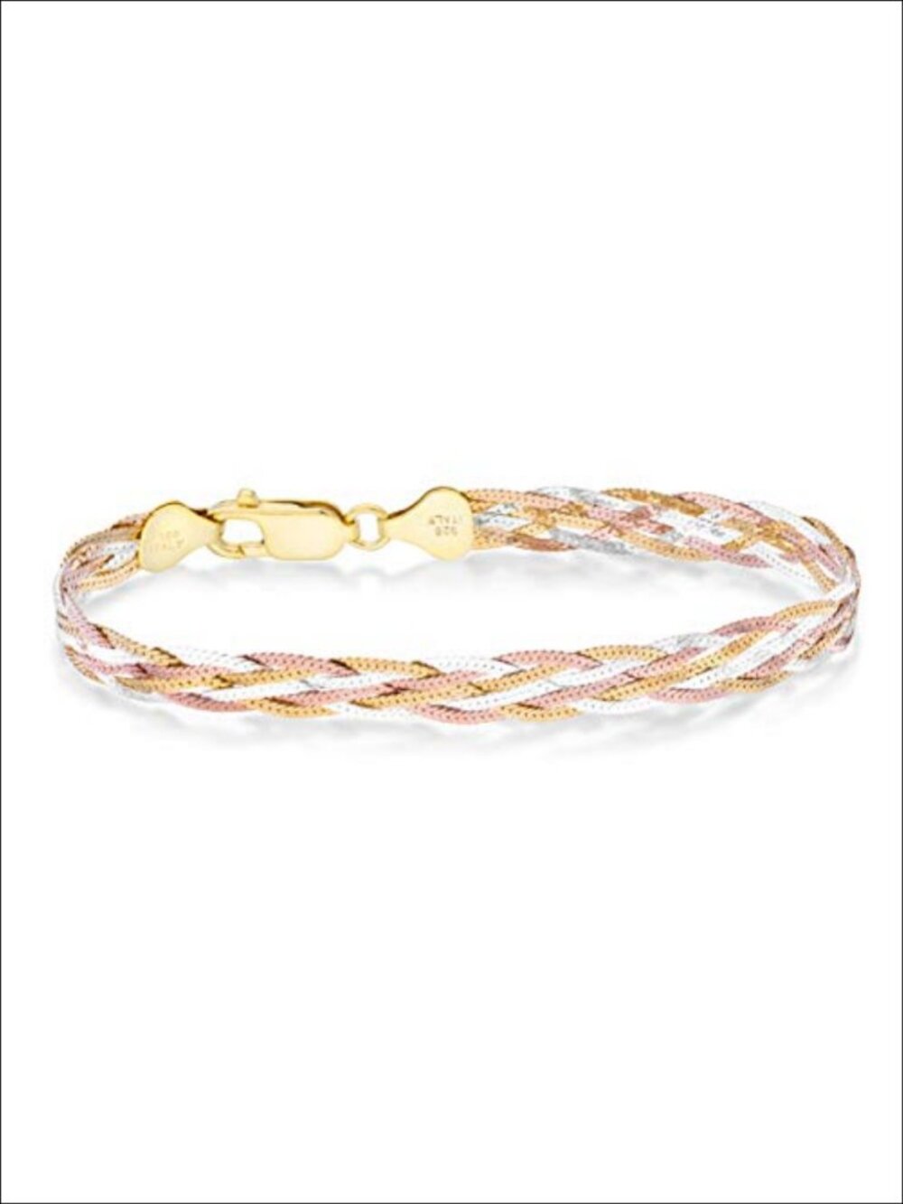 Italian 925 Sterling Silver Braided Herringbone Chain Bracelet